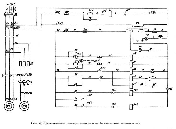 Електрична схема токарно-револьверного верстата 1п365